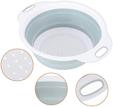 Colander Collapsible, Kitchen Strainer Colander, Collapsible Colander with Extendable Handles for Draining Veggies, Pasta,Fruit, Includes 6, 4 Quart Over the Sink Strainer Folding and 2 Quart Round