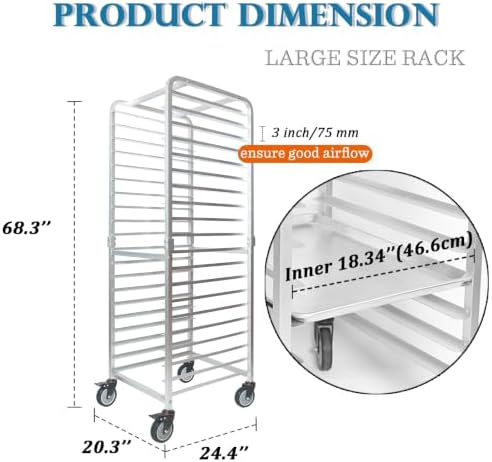 lopeztek Commercial 20-Tier Half & Full Sheet Pan Rack with Wheels