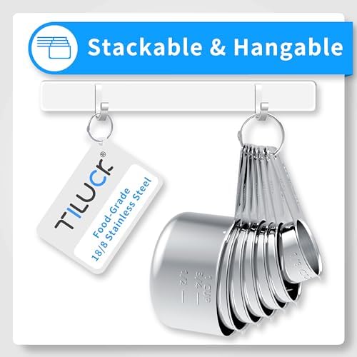 TILUCK Stainless Steel Measuring Cups & Spoons Set,Coffee Scoop Spoon