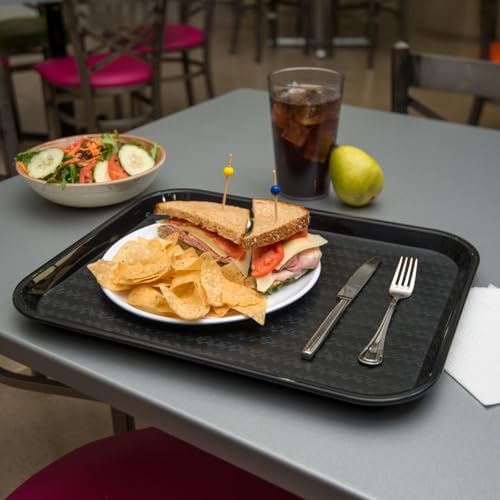 Carlisle FoodService Products Fast Food Cafeteria Tray, Durable Polypropylene with Slip-Resistant Surface, Stackable for Cafes and Schools, BPA-Free, Rectangular, Black