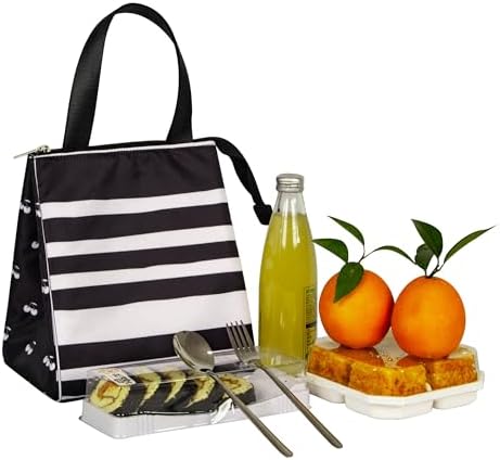 Remobia Hicol Insulated Lunch Bag for Women,Thermal Leakproof Lunch Tote with Pocket, Reusable Cooler Lunch Box for Work Office Travel (Sarah Stripe)