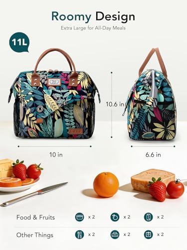 Lekesky Insulated Lunch Bag Portable Lunch Bag for Women-11L, Forest