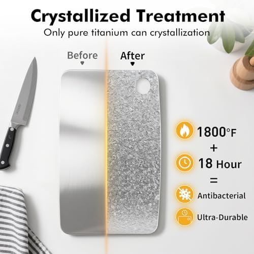 Titanium Cutting Board, Crystallized 100% Pure Titanium, 16 x 11 Inch