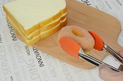 HINMAY 7-Inch Silicone Tipped Kitchen Tongs, Set of 3 (Orange)