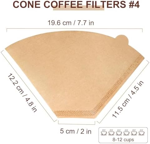 200Pcs #4 Coffee Filters Cone 8-12 Cup for Drip Coffee Maker