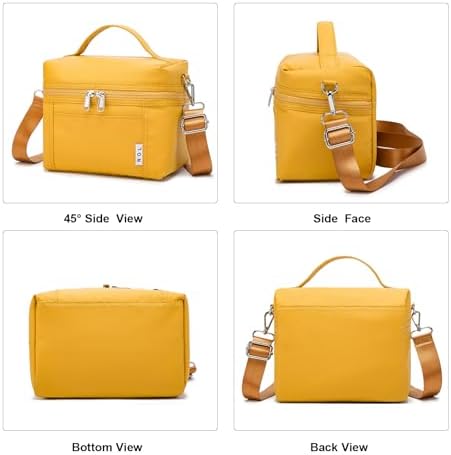 NOL Insulated Lunch Bags for Women Cooler Bag Lightweight Nylon Waterproof Lunch Box for Work Small Earth-yellow 4L