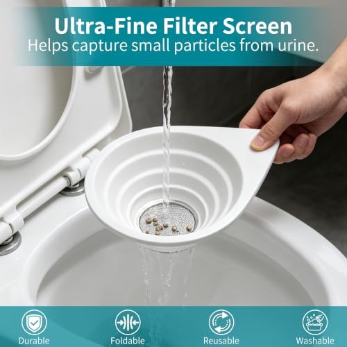 10 PCS Stone Strainer - Foldable & Reusable Pee Funnel, for Men + Women