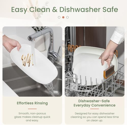 Kassel Ceramic Serving Platter Set 16”/14”/12” White Porcelain Serveware for Parties & Entertaining - Decorative Oven-Safe Serving Dishes & Platters for Food, Cookies, Meat & Turkey Oval Large