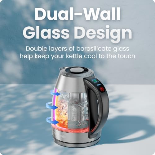 Chefman Cool Touch 1.7 L Double-Wall Electric Kettle with Tea Infuser