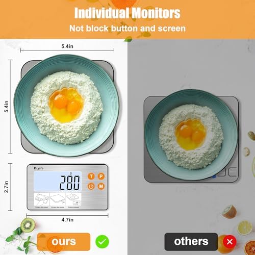 33lb Food Scale with Split Display, Diyife 1g/0.1oz Digital Kitchen Scales