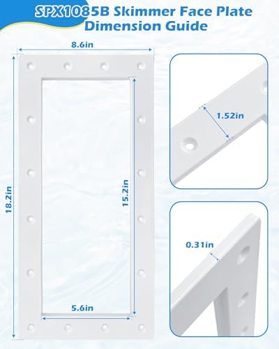IWIWE SPX1085B Pool Skimmer Face Plate Replacement, Compatible with Hayward SP1085 SP1077 Automatic Wide Mouth Inground Pool Skimmer Cover Plate 25541-000-010 White