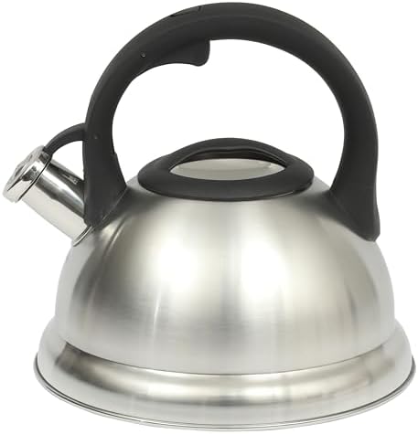 Mr. Coffee Hartbay 2.4 Quart Whistling Tea Kettle, Large Stainless Steel Stovetop Kettle, Durable Fast-Boil Tea Pot