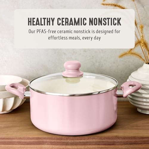 GreenLife 5QT Ceramic Nonstick Stockpot with Lid, Blush Pink