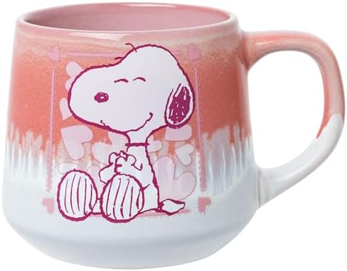 Silver Buffalo Peanuts Snoopy Hearts Love, Reactive Glaze Pottery Mug, 18oz