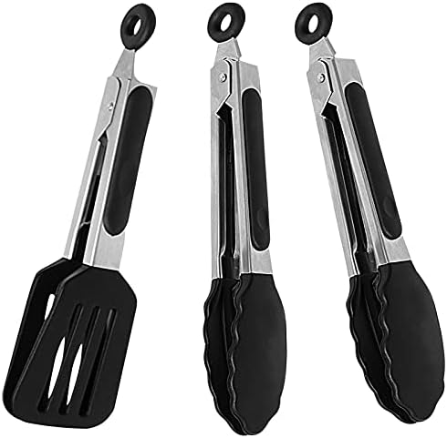 7 inch Mini Silicone Serving Tongs with Silicone Tips Set of 3