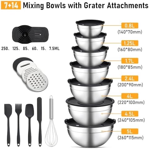 Unokit Mixing Bowls with Lids Set - 16 Pcs