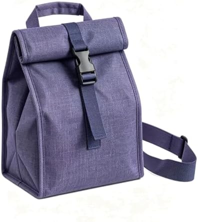 ZM-YOUTOO Insulated Foldable Lunch Bag- Lightweight Portable with Adjustable Shoulder Strap Lunch Box for Men, Women, Office, Work, Picnic, Hiking and Beach (Denim Blue(Hard Fabric))