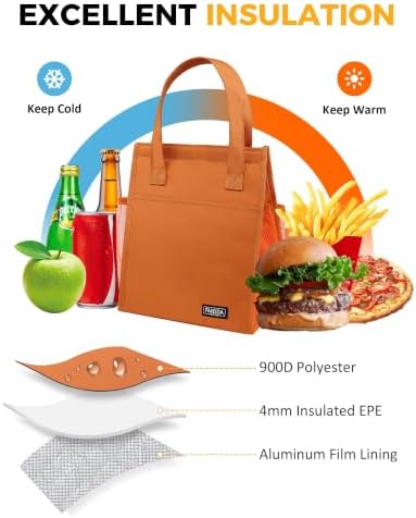 Fmeida 9L Insulated Lunch Bag Women, Reusable Cooler Tote Thermal Snack Bag