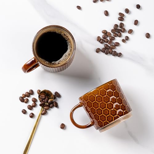 GBhome 6 OZ Stackable Coffee Mugs Set of 4, Ceramic Coffee Cups Set