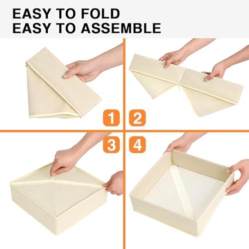 Drawer Organizer Clothes, Nursery Dresser & Closet Storage, Beige, 15 Pack