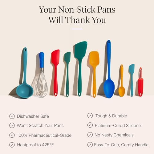 GIR: Get It Right 10-Piece Silicone Ultimate Kitchen Utensil Set – Spatulas, Ladle, Flip, Spoons, Whisk, Peeler & Spoonula – Nonstick, Non-Toxic, Heat-Resistant – Madrid