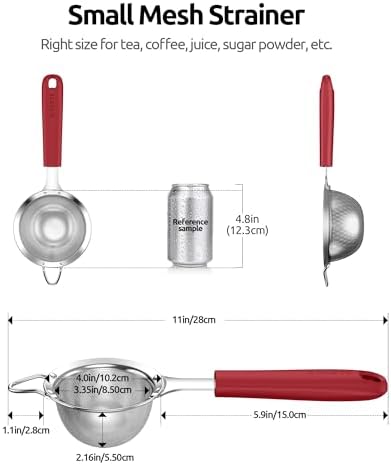 U-Taste Fine Mesh Strainer, 18/8 Stainless Steel Sieve 30 Mesh, S/Red