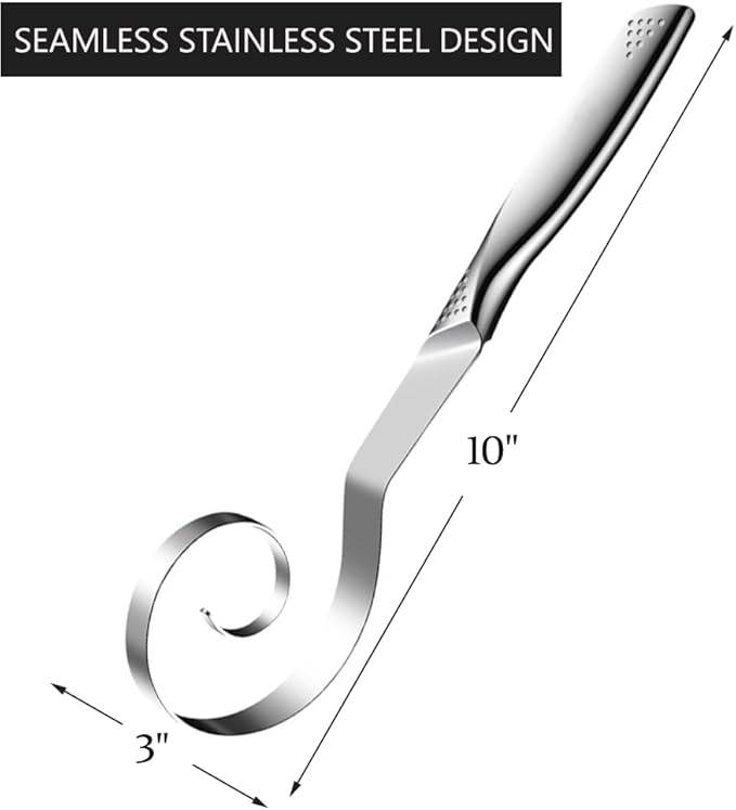 Seamless Danish Dough Whisk -10" Stainless Steel Dutch Bread Dough Whisk Tool for Sourdough Bread Baking, Whisking, Pizza, Pastry, Cake Batter, Biscuits,Dishwasher Safe