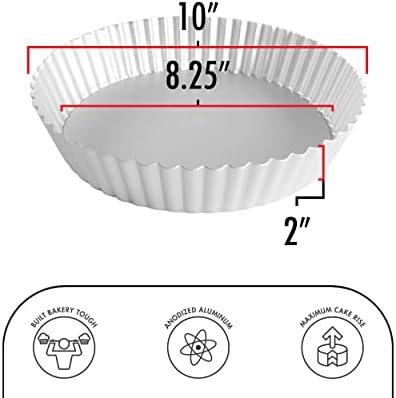 Fat Daddio's PFT-102 Round Fluted Tart Pan, 10 x 2 Inch