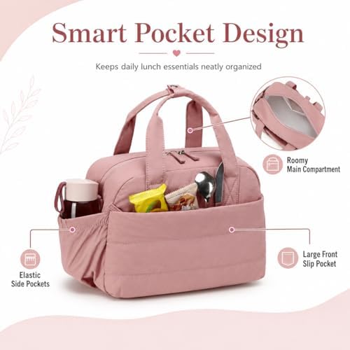 CAMTOP Lunch Box for Women Men Insulated Lunch Bag Lunch Tote Bag Leakproof Thermal Cooler Large Capacity for Travel Work School Picnic (Dark Pink, Medium)