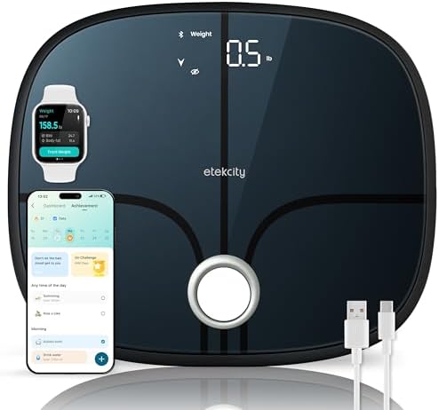 Etekcity Rechargeable Smart Scale for Body Weight, FSA Eligible, Black