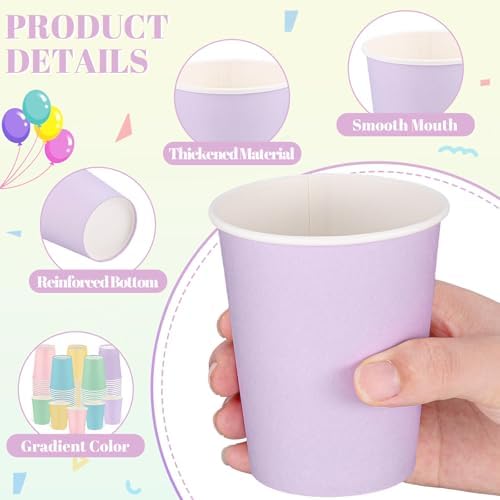 NatNarr 100 Pack Pastel Paper Cups, 9oz Pastel Party Cups