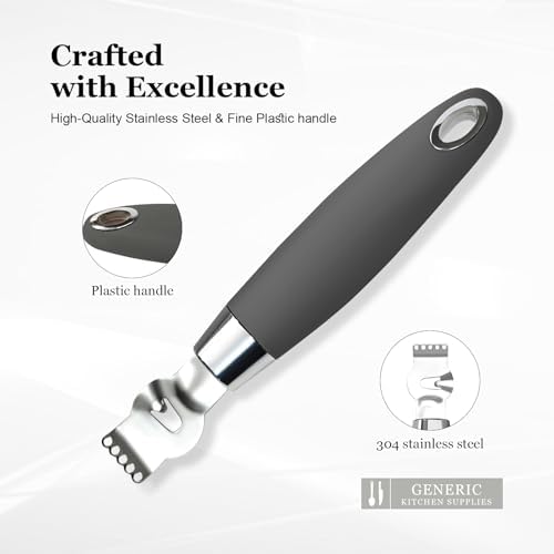 Lemon Zester Tool with Channel Knife, 2-in-1 Citrus Zester Grater and Orange Peeler, Non-Slip Silicone Handle for Lemon Lime Twists, Cocktail Garnish and Kitchen Use
