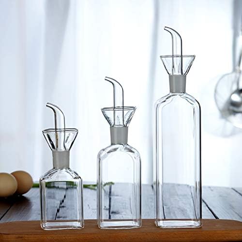 LandHope Oil Bottle Glass Olive Oil Dispenser Bottle Glass Cooking Oil Vinegar Measuring Dispenser With Spout for Kitchen and BBQ (500 ml/17 oz)