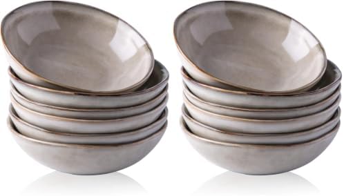 AmorArc Ceramic Cereal Bowls Set of 6, 24 oz Handmade Stoneware Bowls Set for Cereal Soup Salad, Stylish Kitchen bowls for Meal, Dishwasher & Microwave Safe, Reactive Glaze-Cappuccino (Pack of 2)