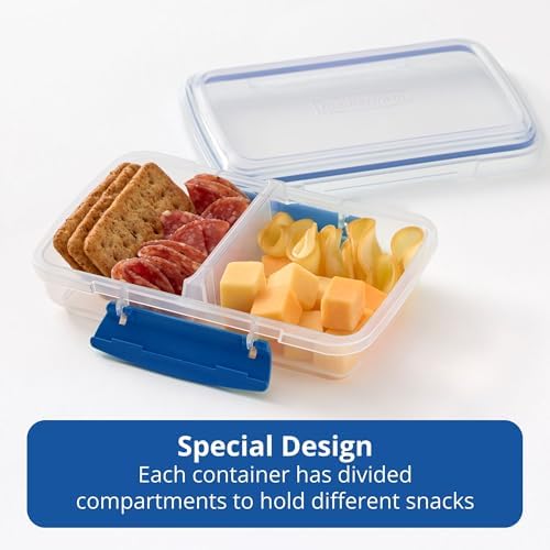 Rubbermaid Pack & Go Set with Two 350 mL Containers and Two 820 mL Containers, Divided Compartments, Meal Prep Containers with Secure Seal Lids