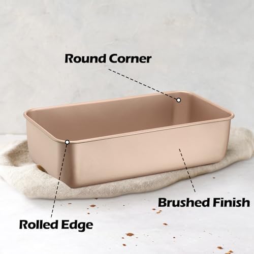 Leonyo 6 Pack Non-Stick 9x5IN Stainless Steel Bread Loaf Pan, Rose Gold