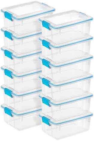 Sterilite Gasket Storage Box with Lids for Home & Office, 12 Quart, 12-Pack