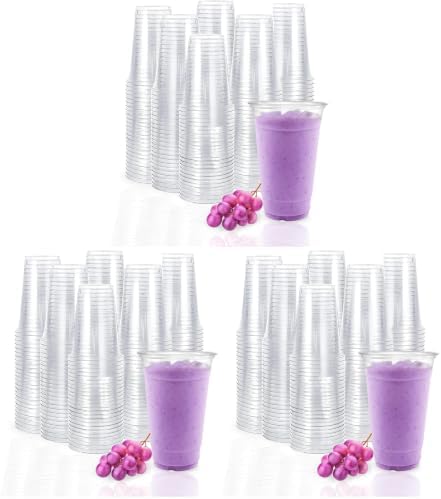 TashiBox plastic cups [24 oz 100cups],Clear Crystal disposable plastic cups,smoothie cup (Pack of 3)