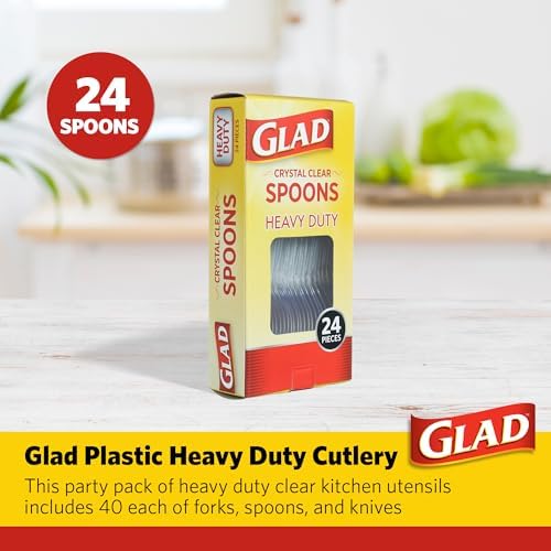 Glad Clear Disposable Cutlery Set, Forks Knives and Spoons, 24 Count, 12-Pk