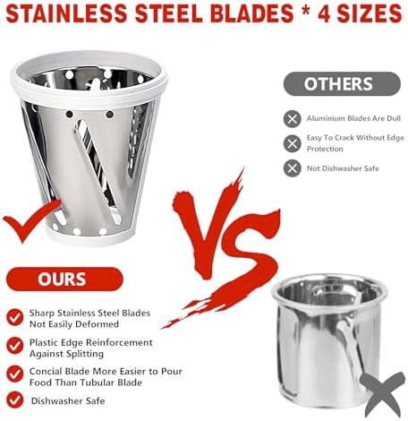 Upgraded Version - Cheese Grater Slicer Shredder Attachments for All KitchenAid Stand Mixers, Food Slicers Salad Maker Accessory Vegetable Chopper with 4 Blades Dishwasher Safe