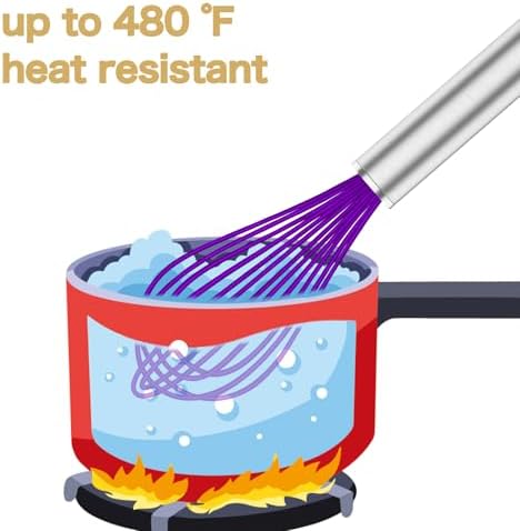 OYV Purple Silicone Whisk Set of 3, 8/10/12 Inch, Non-Scratch