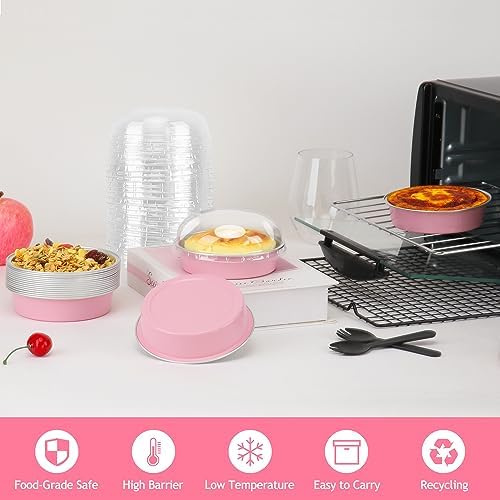 LNYZQUS 8oz Mini Pie Tins with Lids 50 Pack, 4 Inch Individual Cake Pans