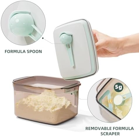 Baby Formula Container, 14oz Airtight Canister with Scoop & Leveler, Brown