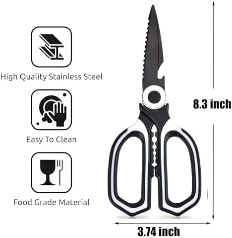 OMDAR 3-Pack Titanium Coated Kitchen Scissors – Rust-Resistant, Includes Magnetic Safety Cover for Easy Magnetic Mounting