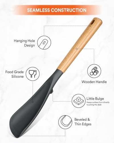 Badiano Silicone Cooking Spoon for Nonstick Cookwares, Multi-function,13.4"