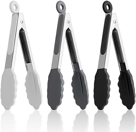 7-Inch Kitchen Tongs Set of 3, Cooking Tongs with Silicone Tips