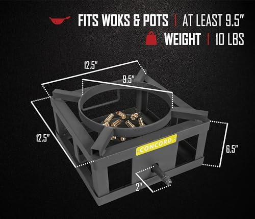 CONCORD THE WOK BLOCK 12" Single Propane Outdoor Burner with Built in Wok Ring. 45,000 BTU + Concord The Block Station. Outdoor Burner Stand