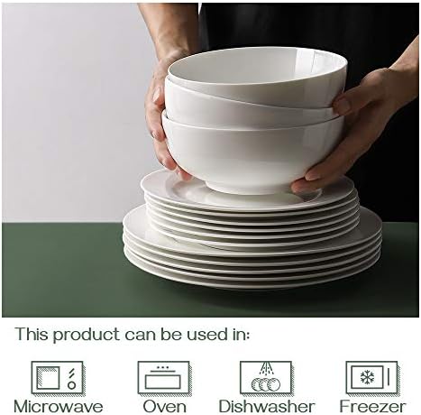 DOWAN Soup Bowls, Ramen Bowl for Noodle, 39 Ounce large Cereal Bowls for Kitchen, 7 Inches Centerpiece Bowls, Microwave and Dishwasher Safe, White