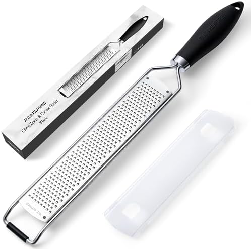 304 Stainless Steel Citrus Lemon Zester Spice Ginger Garlic Grater Black