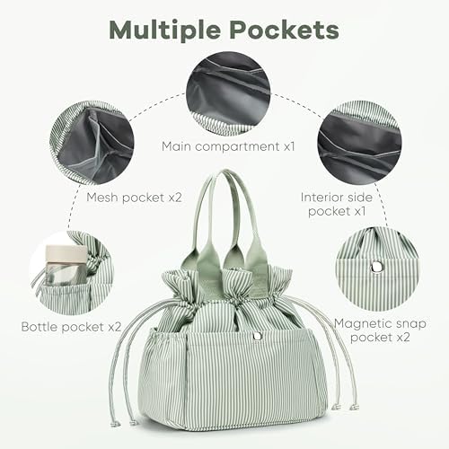 Yarnic Lunch Bag Women Insulated Lunch Box with Water Bottle Holder